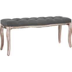 vidaXL Bankje 110x38x48 cm linnen massief hout donkergrijs
