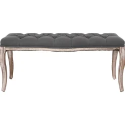 vidaXL Bankje 110x38x48 cm linnen massief hout donkergrijs