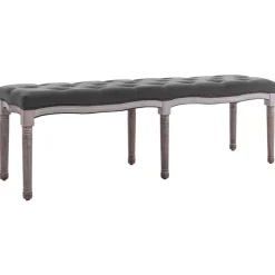 vidaXL Bankje 150x40x48 cm linnen massief hout donkergrijs