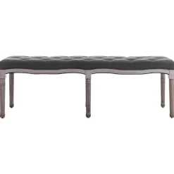 vidaXL Bankje 150x40x48 cm linnen massief hout donkergrijs