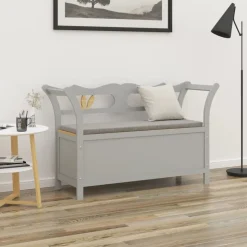 vidaXL Bankje 107x45x75,5 cm massief vurenhout grijs