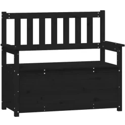 vidaXL Bankje 112,5x51,5x96,5 cm massief grenenhout zwart