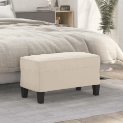 vidaXL Bankje 70x35x41 cm microvezelstof crème