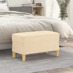 vidaXL Bankje 70x35x41 cm stof crèmekleurig