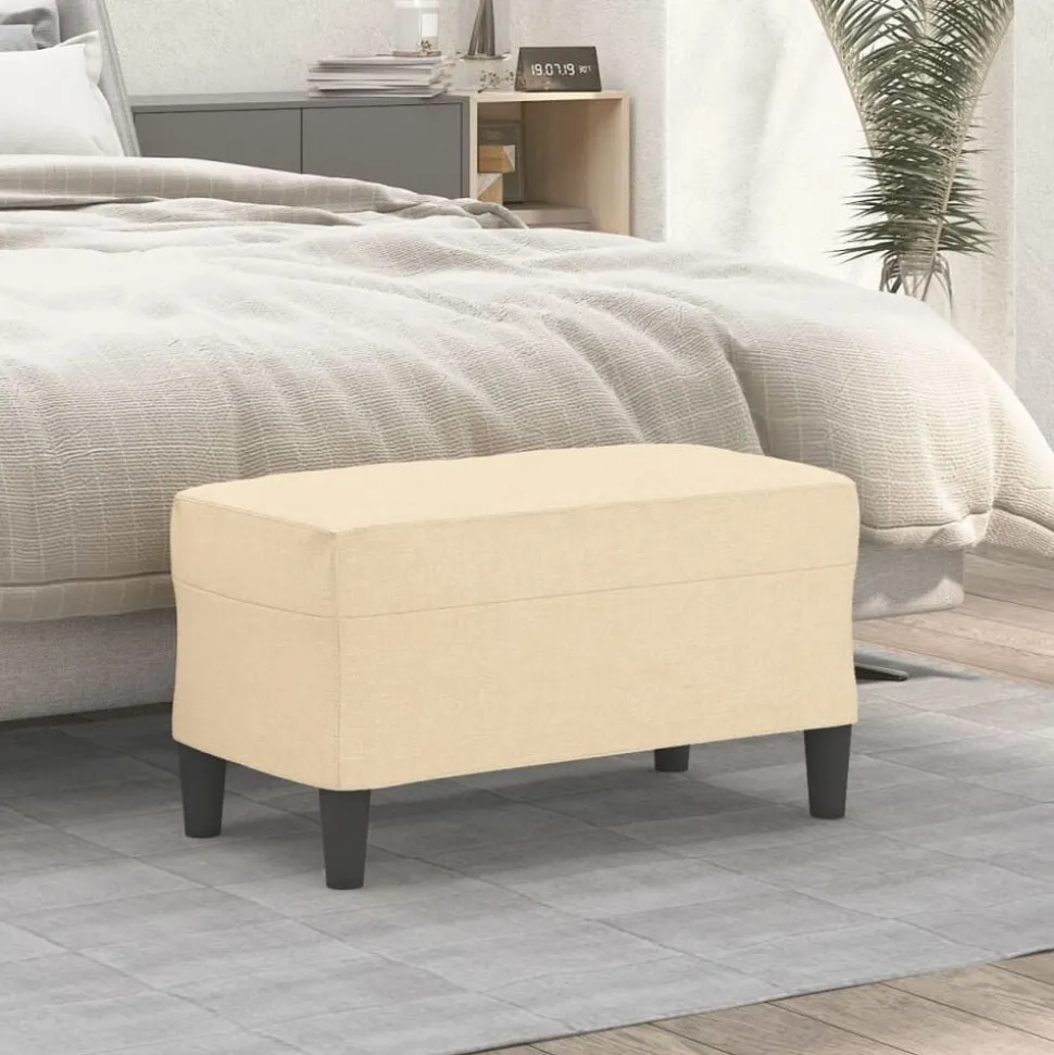 vidaXL Bankje 70x35x41 cm stof crèmekleurig