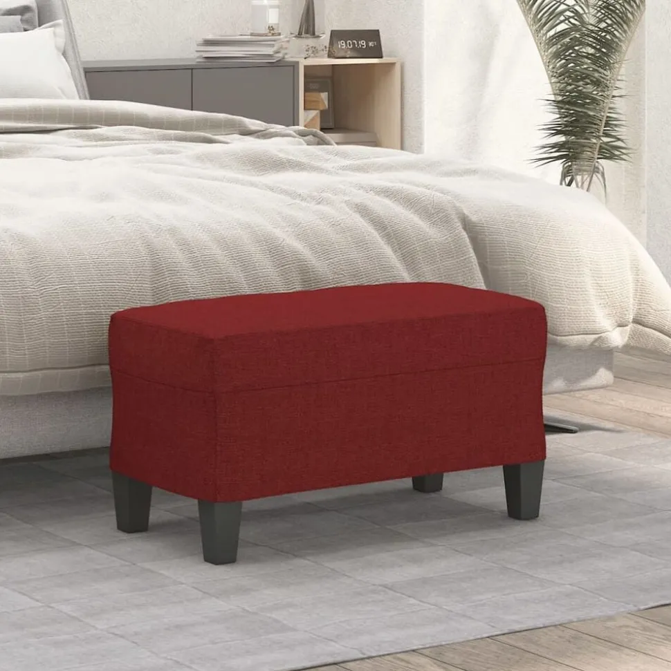 vidaXL Bankje 70x35x41 cm stof wijnrood