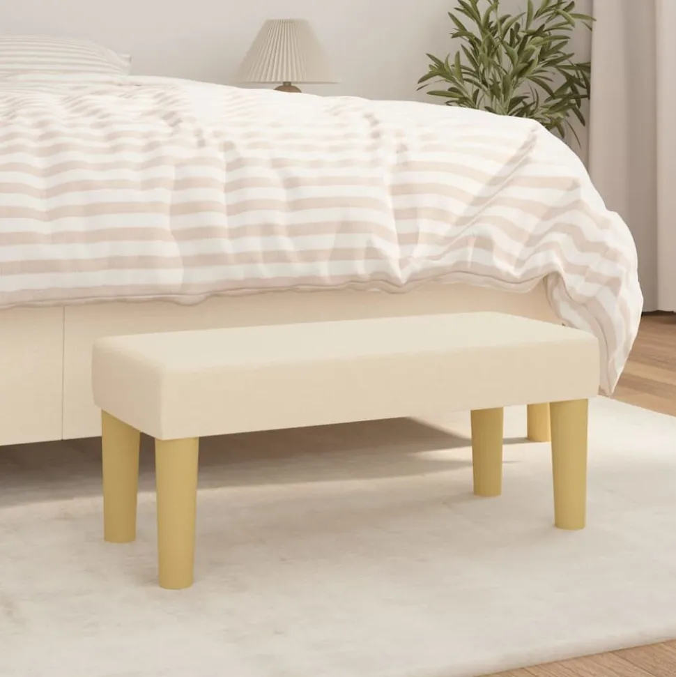 vidaXL Bankje 70x30x30 cm stof crèmekleurig