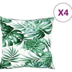 vidaXL Bankkussens 4 st bladpatroon 40x40 cm stof