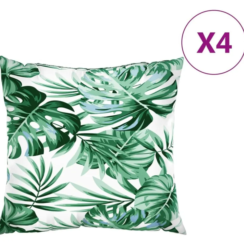 vidaXL Bankkussens 4 st bladpatroon 40x40 cm stof