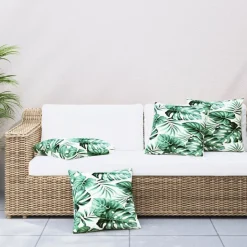 vidaXL Bankkussens 4 st bladpatroon 40x40 cm stof