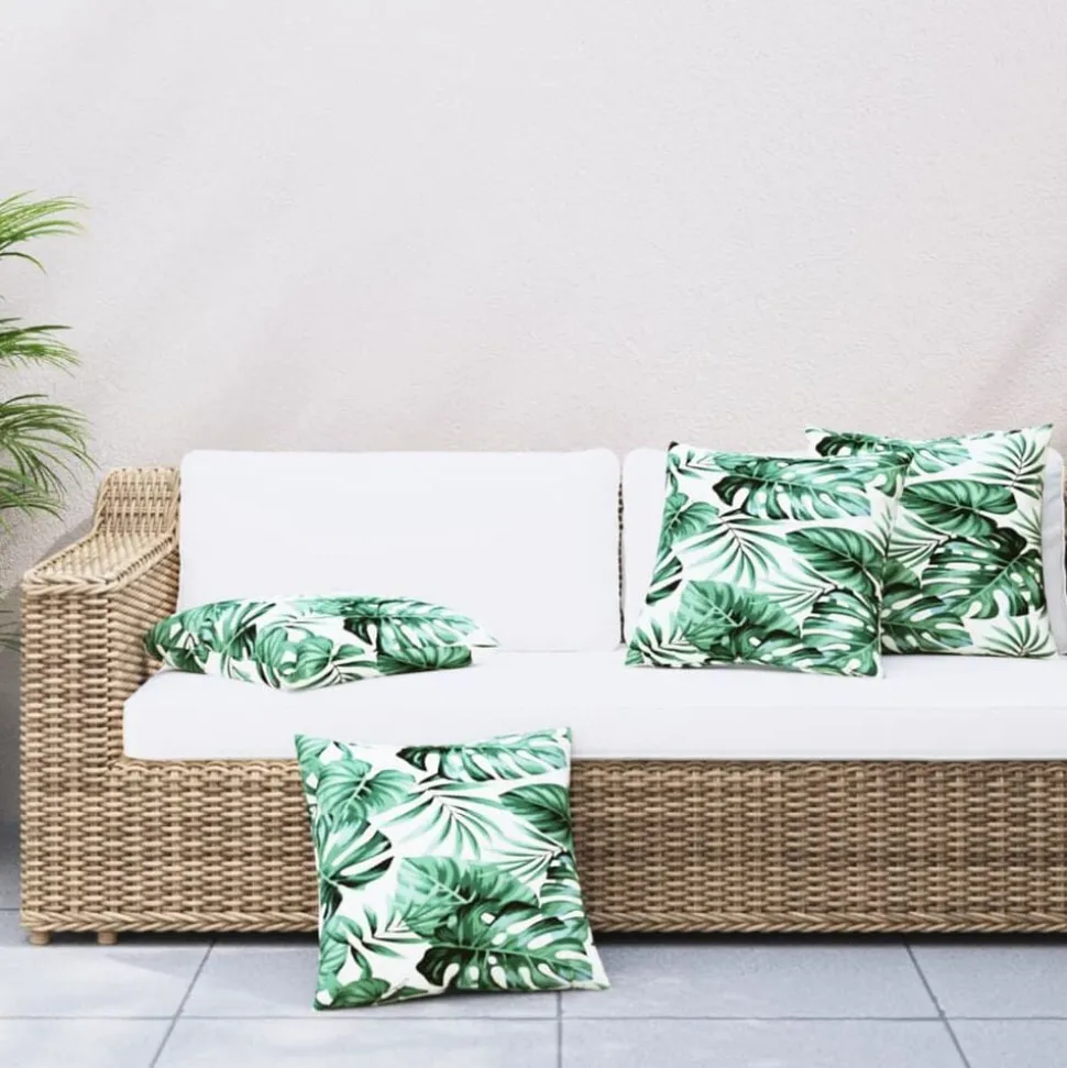 vidaXL Bankkussens 4 st bladpatroon 40x40 cm stof