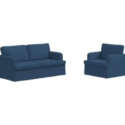vidaXL Bankstel 2 pcs Blauw 162 x 80 x 85 cm Stof