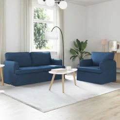 vidaXL Bankstel 2 pcs Blauw 162 x 80 x 85 cm Stof