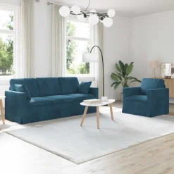 vidaXL Bankstel 2 pcs Blauw 198 x 78 x 80 cm Fluweel