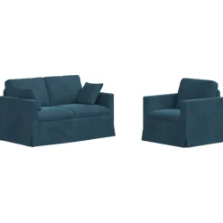 vidaXL Bankstel 2 pcs Blauw 138 x 78 x 80 cm Fluweel