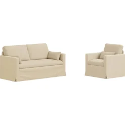 vidaXL Bankstel 2 pcs Crème 158 x 78 x 80 cm Stof