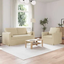 vidaXL Bankstel 2 pcs Crème 158 x 78 x 80 cm Stof
