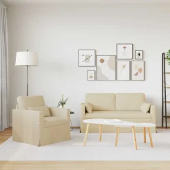 vidaXL Bankstel 2 pcs Crème 158 x 78 x 80 cm Stof