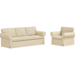 vidaXL Bankstel 2 pcs Crème 215 x 82 x 80 cm Stof