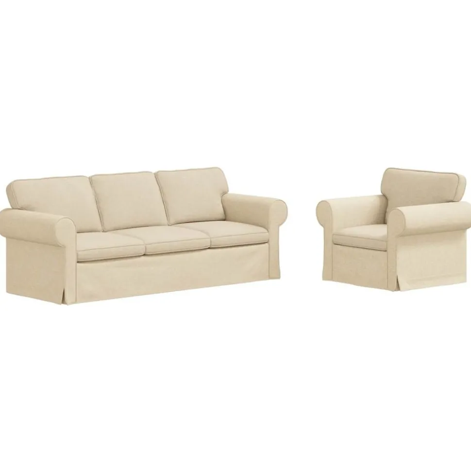 vidaXL Bankstel 2 pcs Crème 215 x 82 x 80 cm Stof
