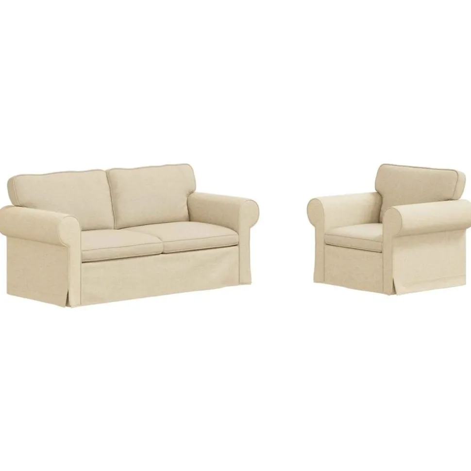 vidaXL Bankstel 2 pcs Crème 175 x 82 x 80 cm Stof