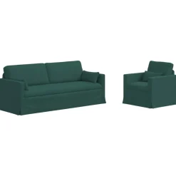 vidaXL Bankstel 2 pcs Donkergroen 198 x 78 x 80 cm Stof