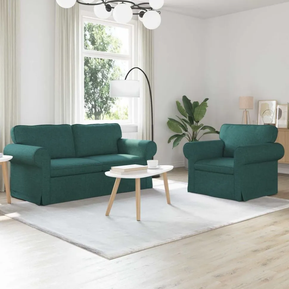 vidaXL Bankstel 2 pcs Donkergroen 175 x 82 x 80 cm Stof