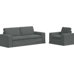 vidaXL Bankstel 2 pcs Donkergrijs 222 x 80 x 82 cm Stof