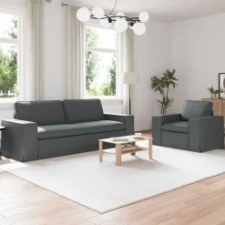 vidaXL Bankstel 2 pcs Donkergrijs 222 x 80 x 82 cm Stof