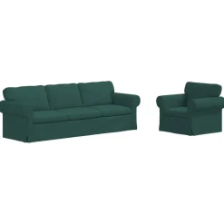 vidaXL Bankstel 2 pcs Donkergroen 245 x 82 x 80 cm Stof