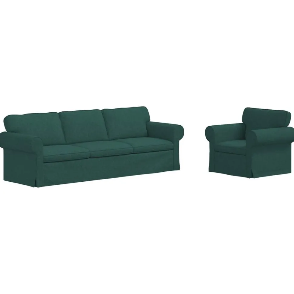 vidaXL Bankstel 2 pcs Donkergroen 245 x 82 x 80 cm Stof