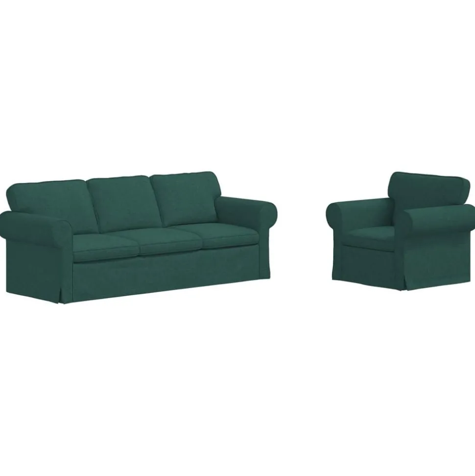 vidaXL Bankstel 2 pcs Donkergroen 215 x 82 x 80 cm Stof