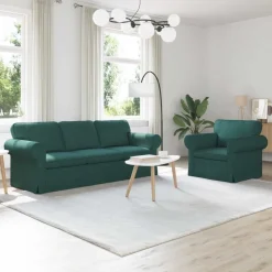 vidaXL Bankstel 2 pcs Donkergroen 215 x 82 x 80 cm Stof