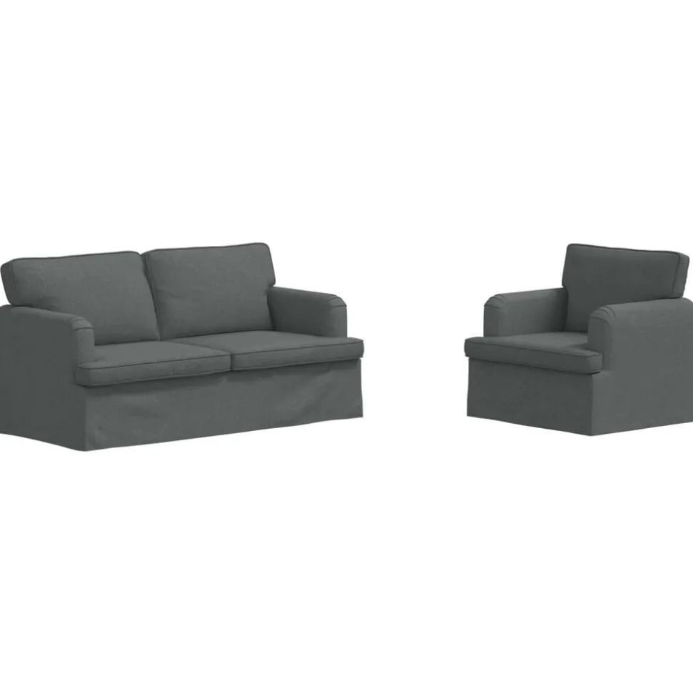 vidaXL Bankstel 2 pcs Donkergrijs 162 x 80 x 85 cm Stof