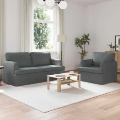 vidaXL Bankstel 2 pcs Donkergrijs 162 x 80 x 85 cm Stof