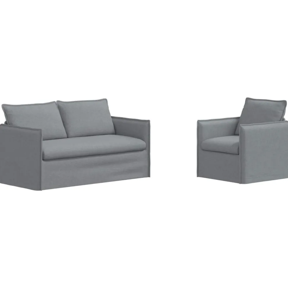 vidaXL Bankstel 2 pcs Lichtgrijs 156 x 82 x 85 cm Stof