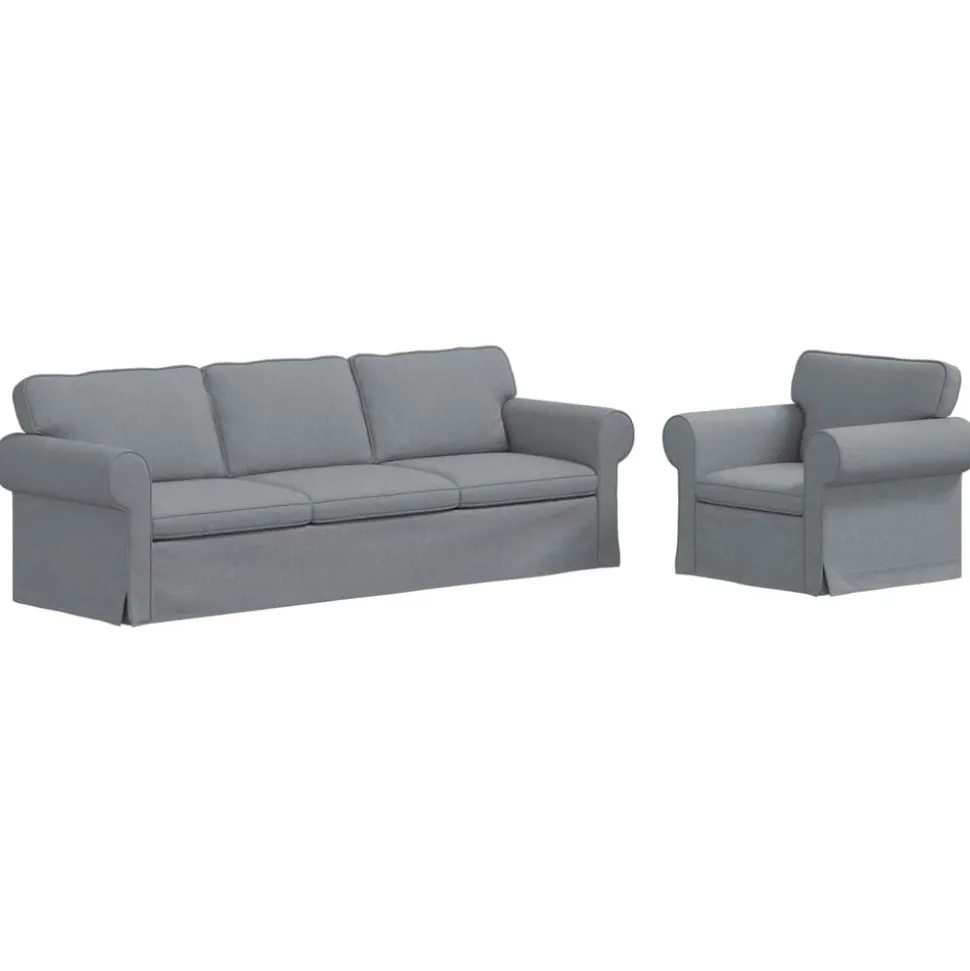 vidaXL Bankstel 2 pcs Lichtgrijs 245 x 82 x 80 cm Stof