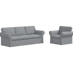 vidaXL Bankstel 2 pcs Lichtgrijs 215 x 82 x 80 cm Stof