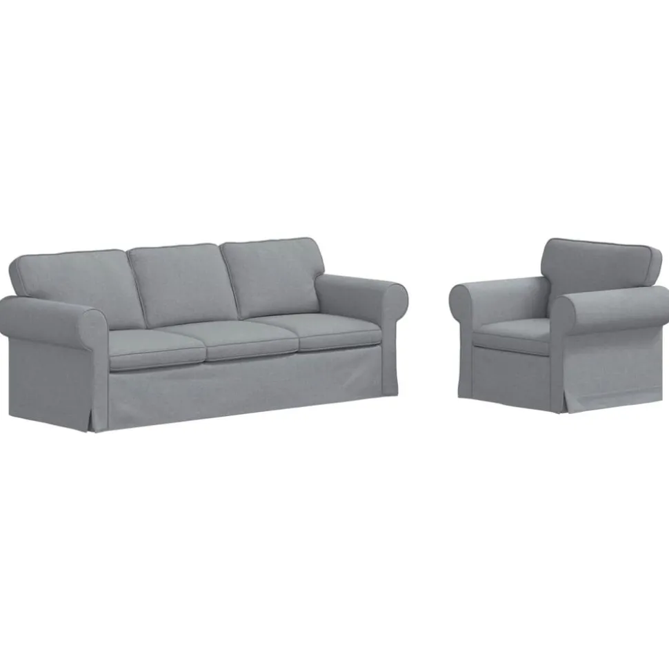 vidaXL Bankstel 2 pcs Lichtgrijs 215 x 82 x 80 cm Stof