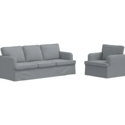 vidaXL Bankstel 2 pcs Lichtgrijs 201 x 80 x 85 cm Stof