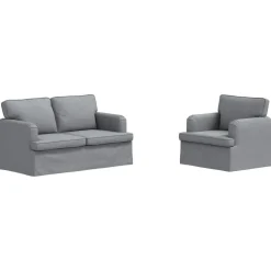 vidaXL Bankstel 2 pcs Lichtgrijs 144 x 80 x 85 cm Stof