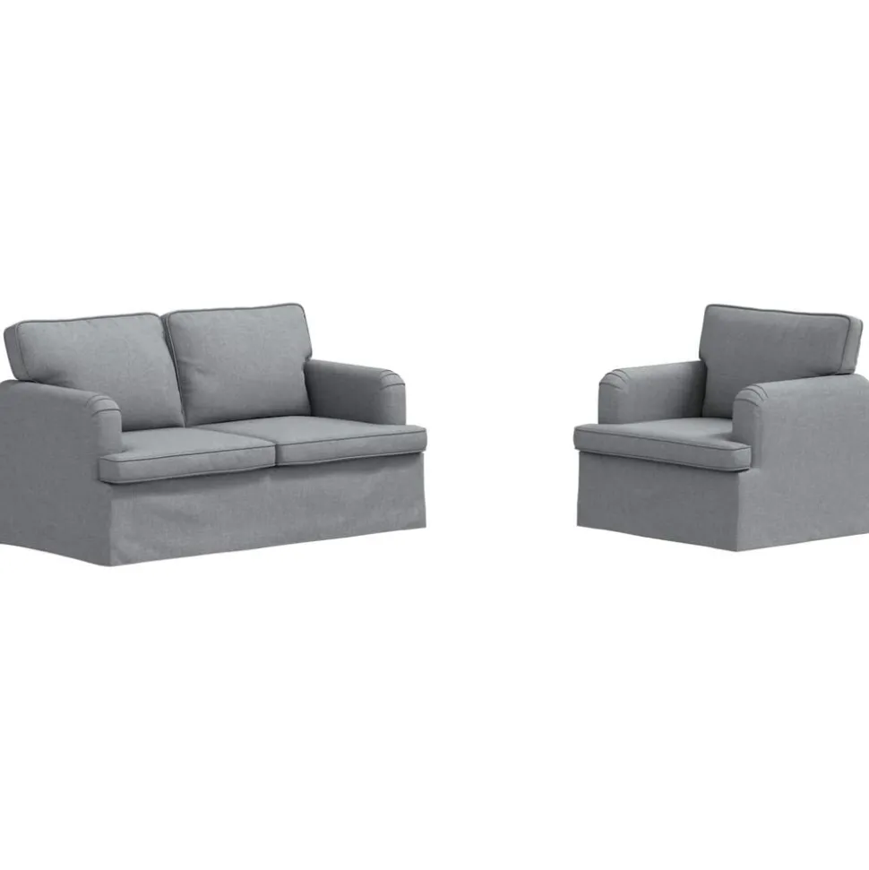 vidaXL Bankstel 2 pcs Lichtgrijs 144 x 80 x 85 cm Stof