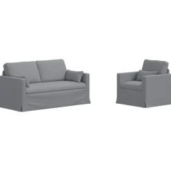 vidaXL Bankstel 2 pcs Lichtgrijs 158 x 78 x 80 cm Stof