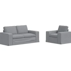vidaXL Bankstel 2 pcs Lichtgrijs 182 x 80 x 82 cm Stof