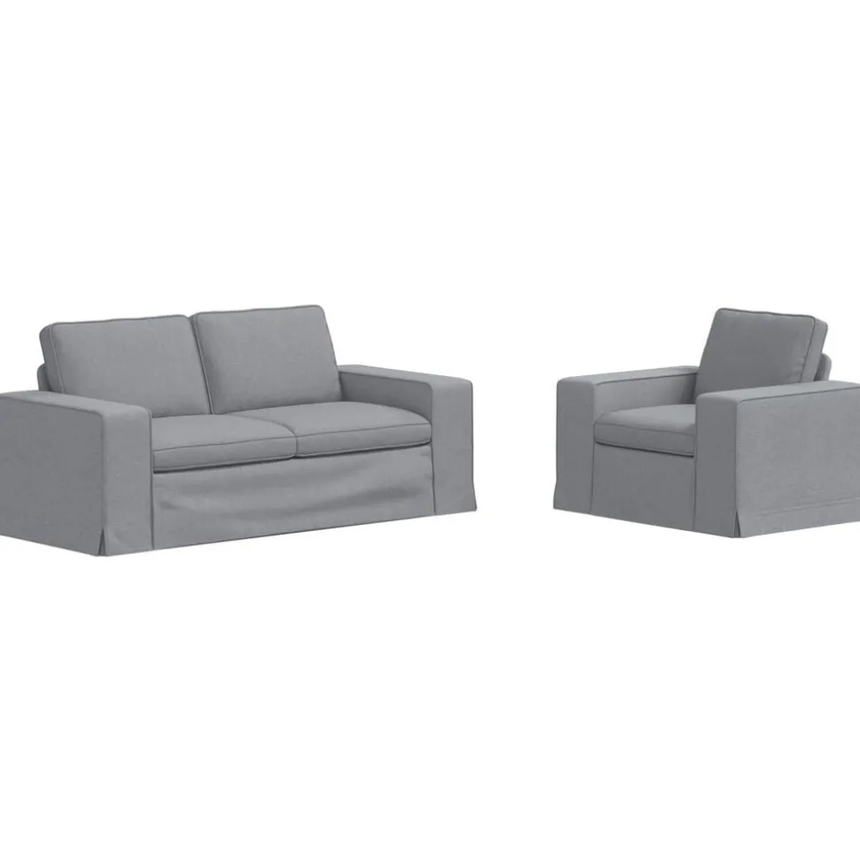 vidaXL Bankstel 2 pcs Lichtgrijs 182 x 80 x 82 cm Stof