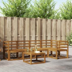 vidaXL Bankstel 6 pcs Naturel Massief Acaciahout