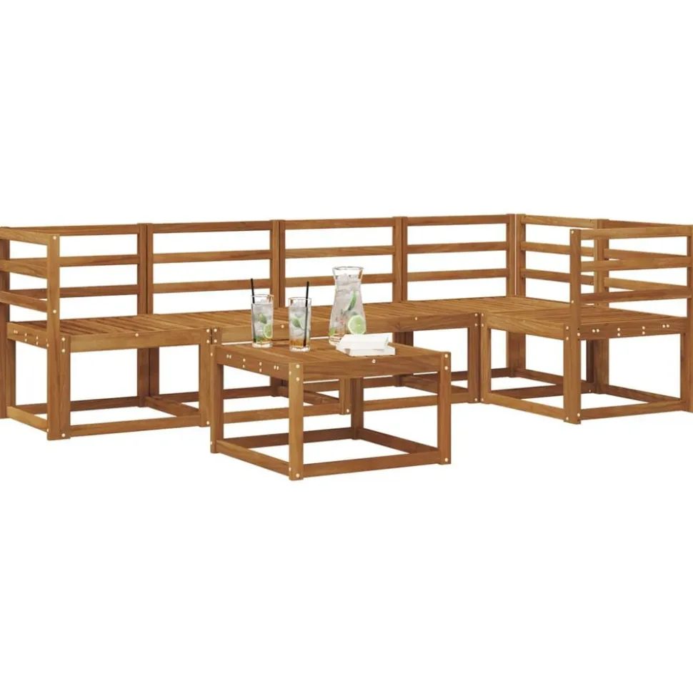 vidaXL Bankstel 6 pcs Naturel Massief Acaciahout
