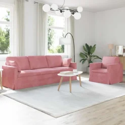 vidaXL Bankstel 2 pcs Roze 228 x 78 x 80 cm Fluweel
