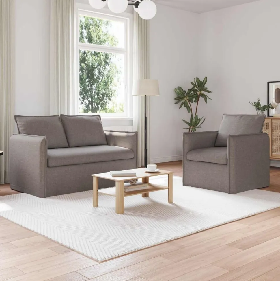 vidaXL Bankstel 2 pcs Taupe 136 x 82 x 85 cm Stof