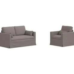 vidaXL Bankstel 2 pcs Taupe 139 x 78 x 80 cm Stof